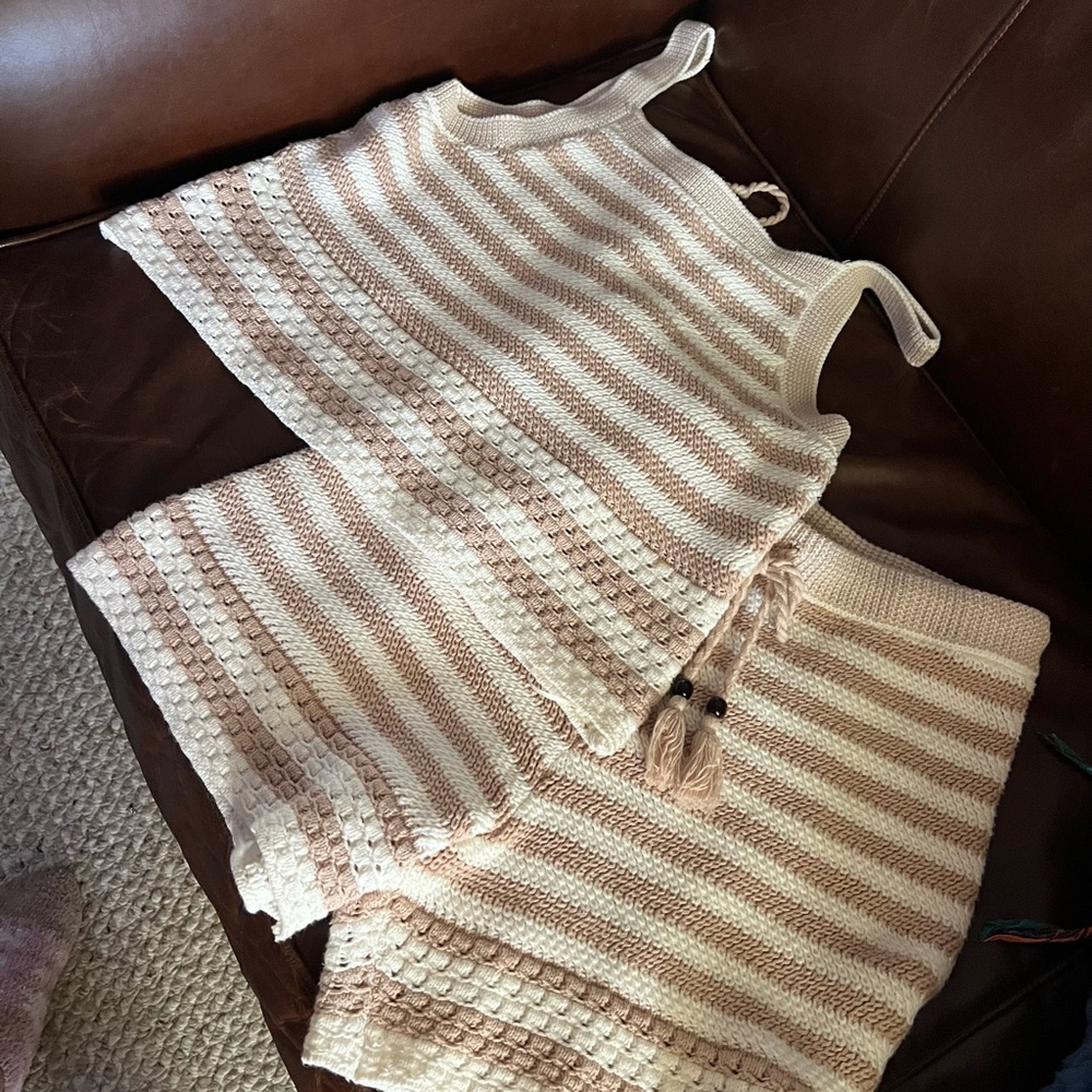 Striped Knit Tank and Shorts Set. Beach wear. Summer sets . Dress up or down